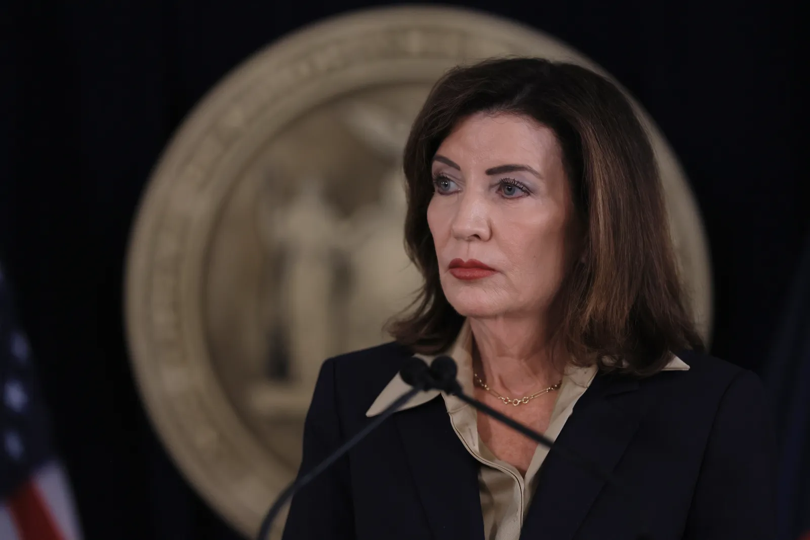 New York Governor Kathy Hochul speaks during a press conference on October 2, 2026.