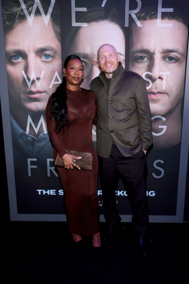 NEW YORK, NEW YORK - OCTOBER 04: (L-R) Nia Renée Hill and Bill Burr attend Columbia Pictures' "The Social Reckoning" World Premiere at Regal Union Square on October 04, 2026 in New York City. (Photo by Dimitrios Kambouris/Getty Images)