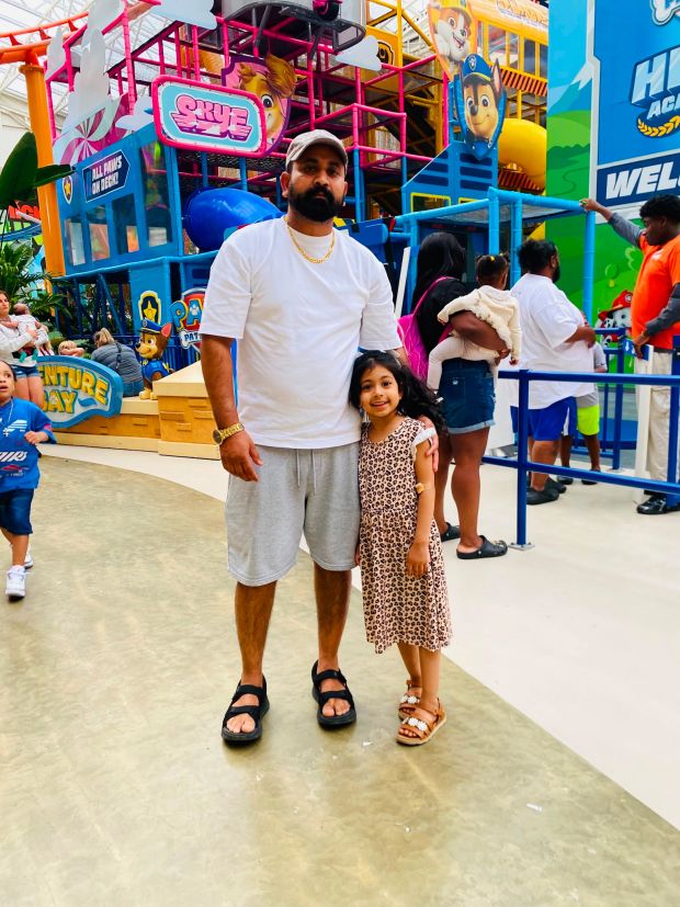 Kuldeep Singh and his daughter, "Fabi," are pictured in an undated photo. Fabi was found dead inside a 110th St. home near 95th Ave. in Richmond Hill, Queens, on Wednesday, Oct. 14, 2026. (Courtesy of Kuldeep Singh)