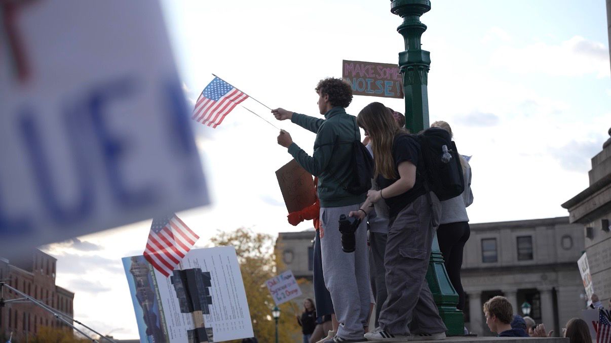 Protesters rally during Trump visit to Syracuse