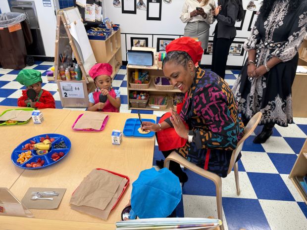 NYC Schools Chancellor Kamar Samuels and his deputy for early childhood education, Erica Phillips, tour the Learning Through Play Pre-K Center in the Bronx on Oct. 20, 2026. (Cayla Bamberger / New York Daily News)