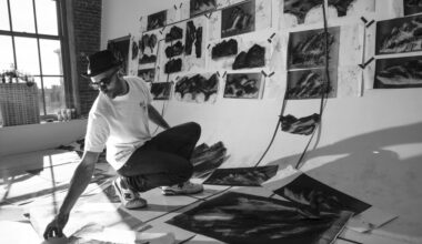 JR working in his New York studio.