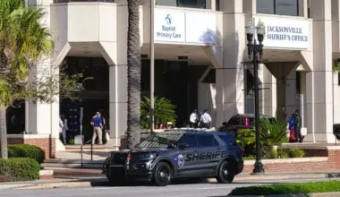 A view from the street of the Jacksonville Sheriff’s Office's new headquarters.