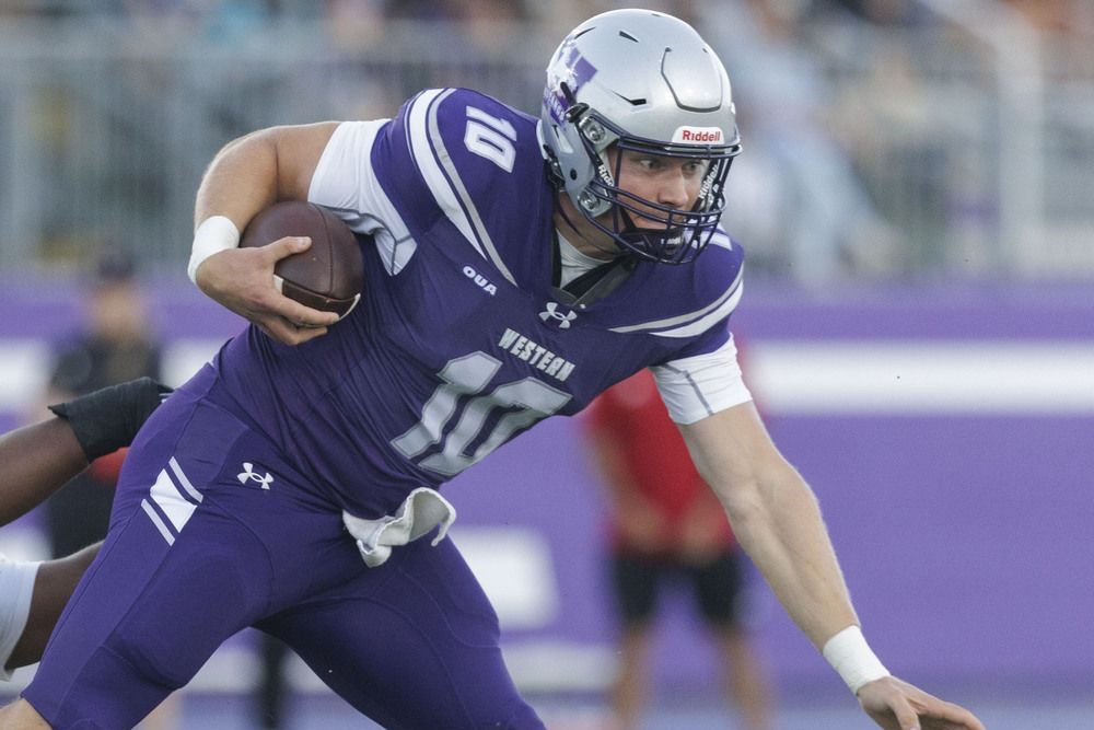 Western Mustangs quarterback Jerome Rancourt