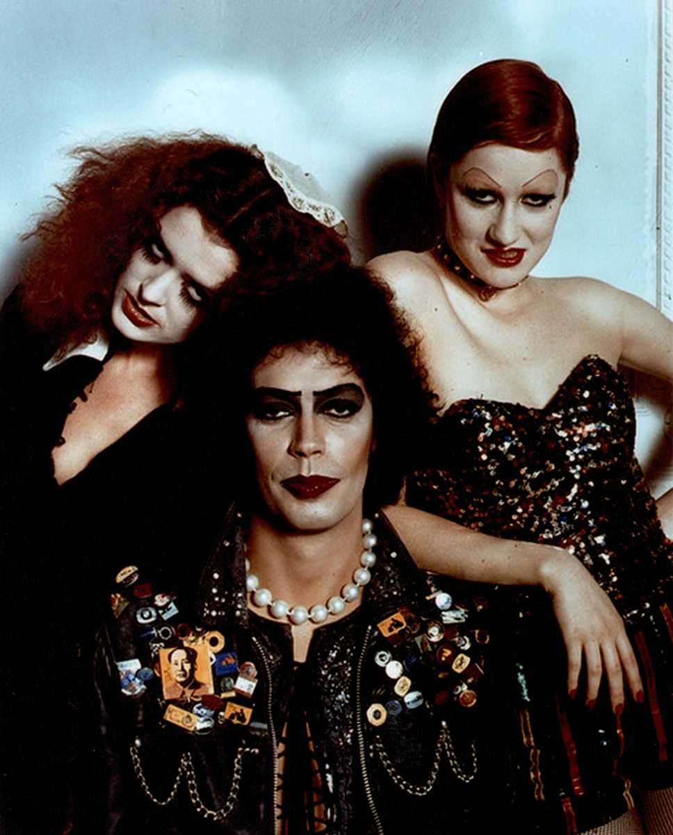 Nell Campbell, Tim Curry and Patricia Quinn in a publicity photo for 'The Rocky Horror Picture Show' 
