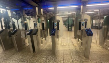 The modern fare gates.