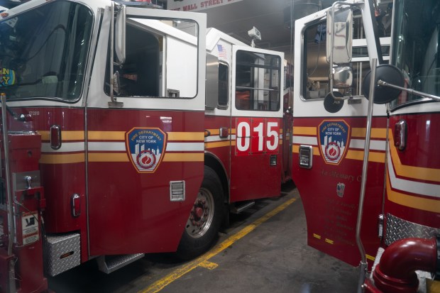 Tower Ladder 15 is pictured in the firehouse for Engine Company 4 and Ladder Company 15 Thursday, October, 15, 2026 in Manhattan, New York. (Barry Williams/ New York Daily News)