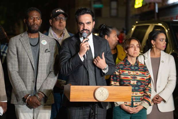 Mayor Zohran Mamdani speaks during a press conference at the scene after ICE agents shot and wounded a man on Marble Hill Ave. near W. 225th St. on Thursday, Oct. 8, 2026 in the Bronx. (Barry Williams/ New York Daily News)