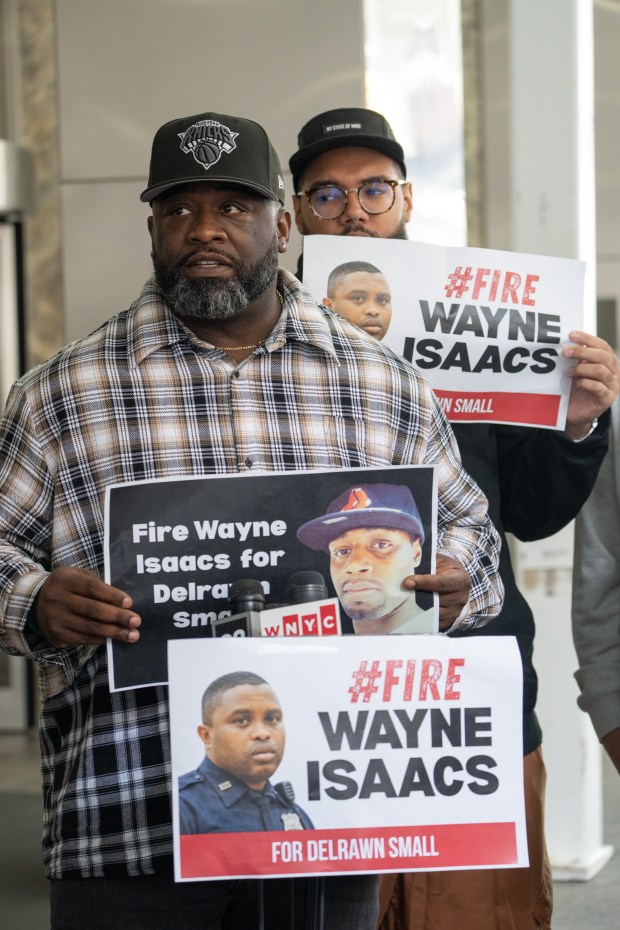 Victor Dempsey, brother of Delrawn Small, is pictured during a press conference Wednesday, October, 21, 2026 in Manhattan, New York. (Barry Williams/ New York Daily News)