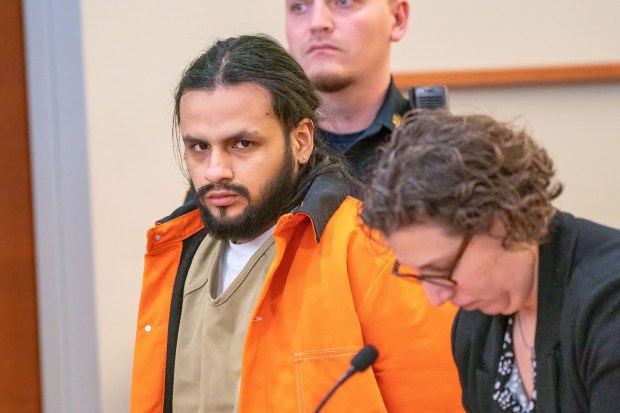 Rahul Cuya, who prosecutors say provided his mother's Honda Accord and was present when Jesse Parrilla and Nikki Huang were kidnapped in 2022, is pictured during his arraignment inside Bronx Supreme Court on Wednesday, March 13, 2024. (Theodore Parisienne for New York Daily News)