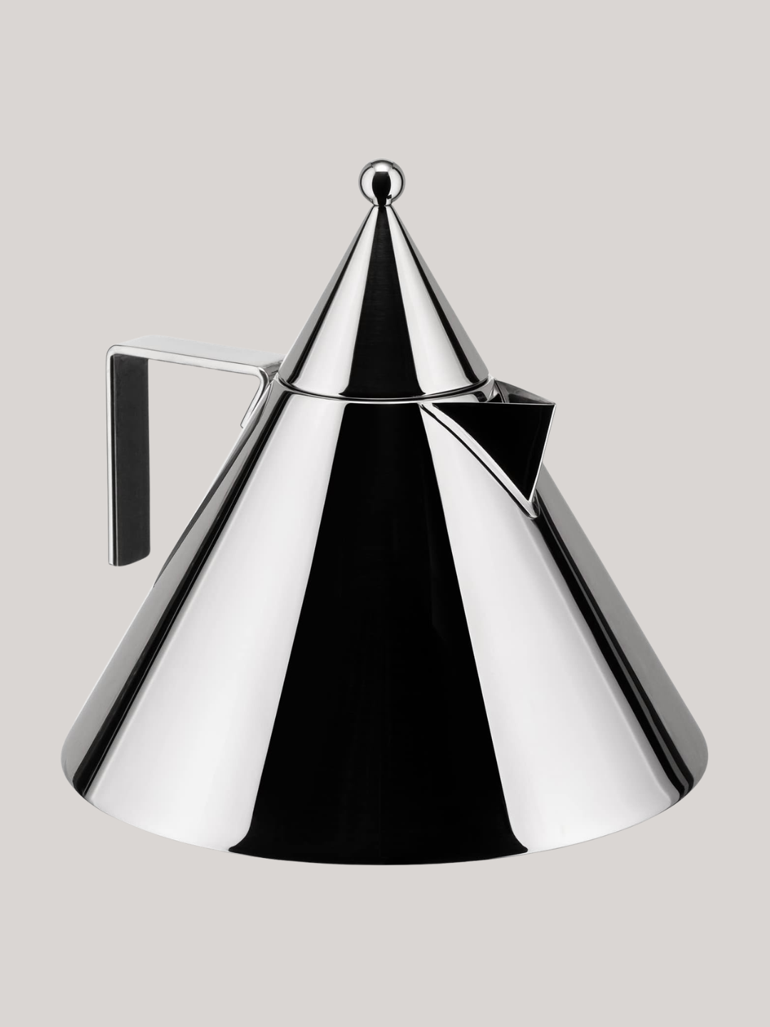 A conical stainless steel kettle from Alessi