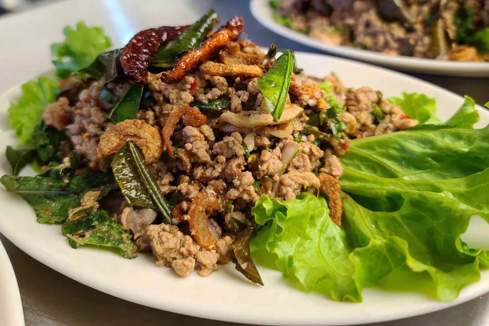 duck larb with lettuce