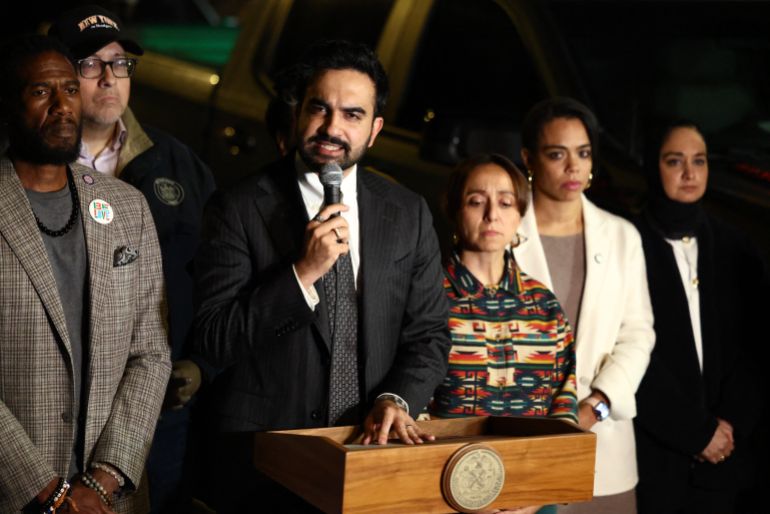 New York City mayor Zohran Mamdani speaks to the press to give an update about the Immigration and Customs Enforcement (ICE) shooting in the Bronx borough of New York on October 8, 2026.