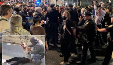 Anti-ICE protesters, cops clash outside NYC hospital where wounded ‘criminal migrant’ recovering after an agent shot him