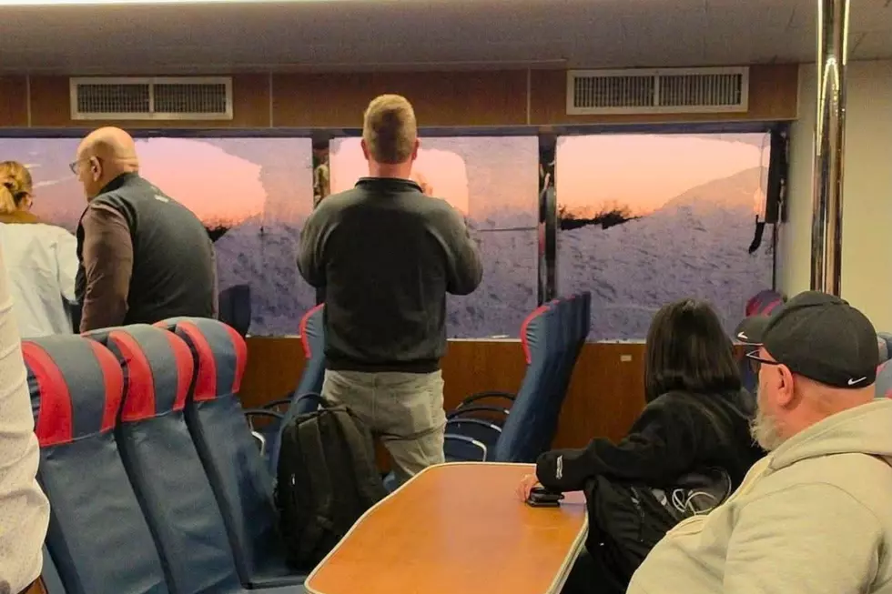 Passengers look out the broken windows of a ferry after a crash on Oct. 6, 2026. (Courtesy of Erika Rech)
