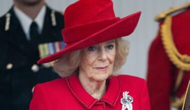 Queen Camilla Wears the Queen Mother’s Cartier Ruby Brooches for the Oman State Visit