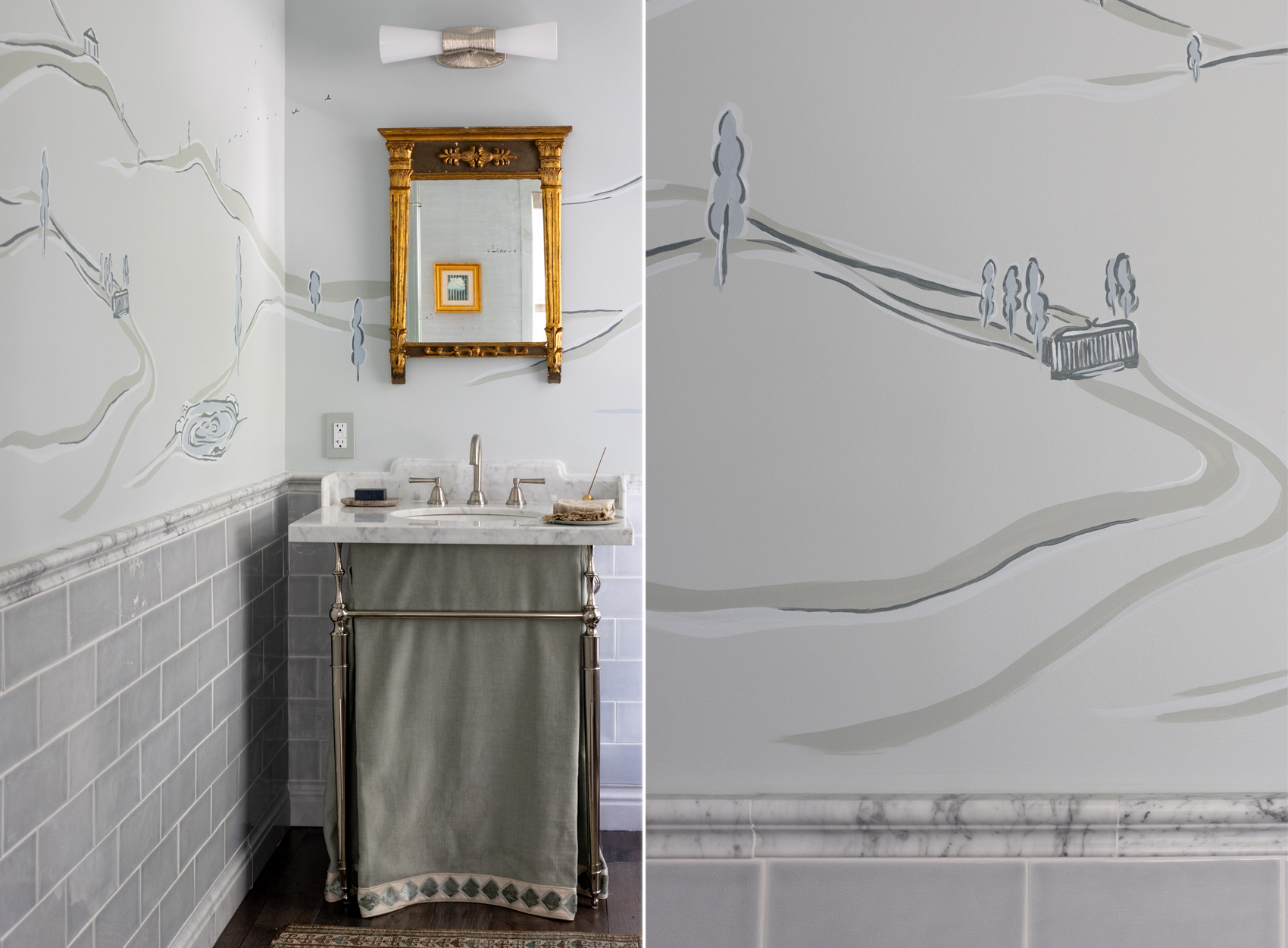 handpainted mural in a bath