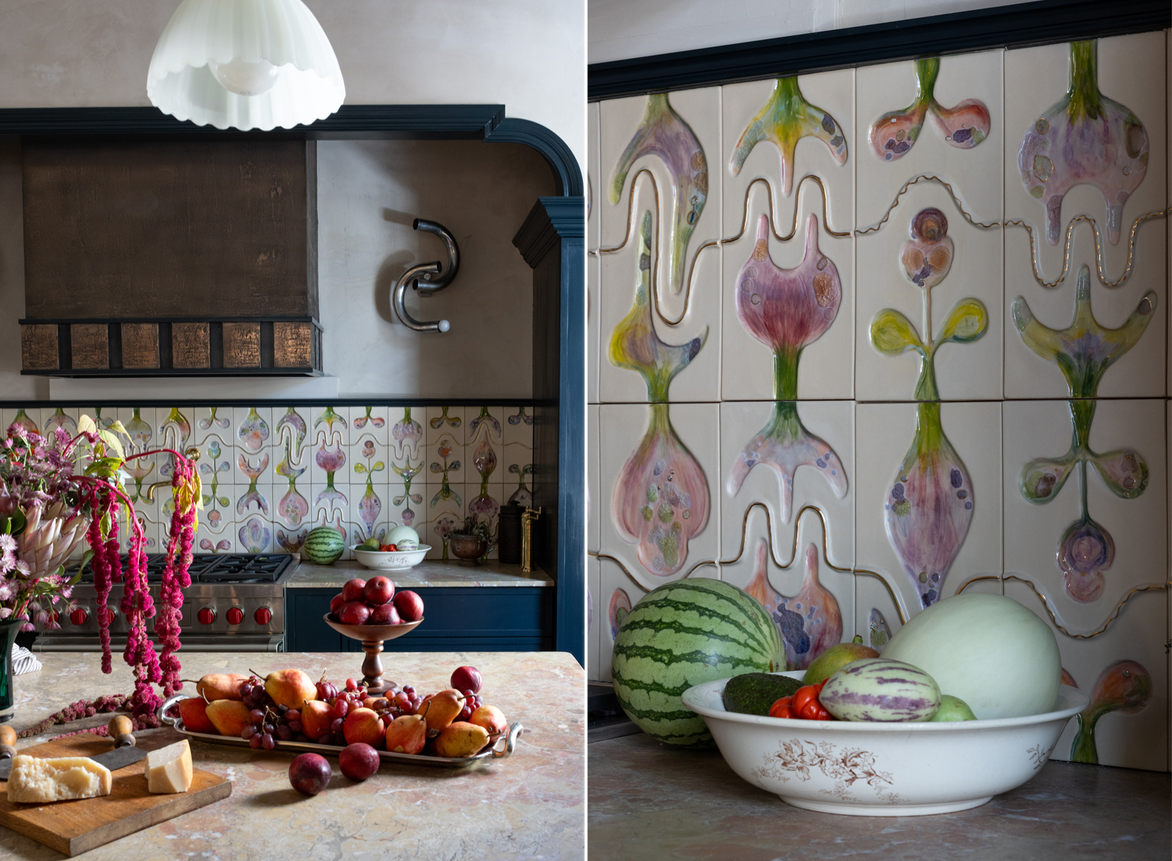 KITCHEN collage of kitchen details including colorful tile
