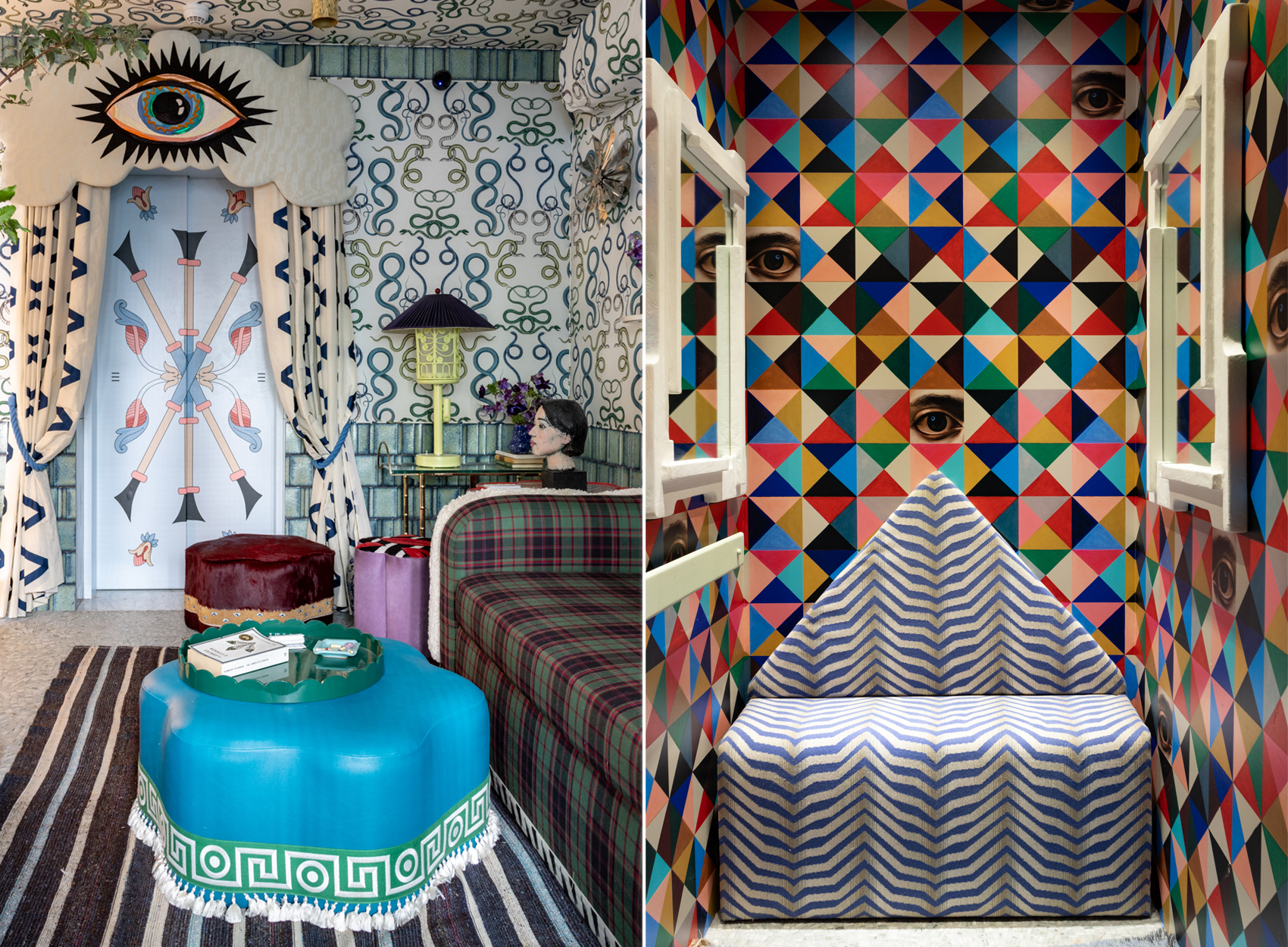 LOUNGE - colorful lounge with patterns, color and an elevator interior
