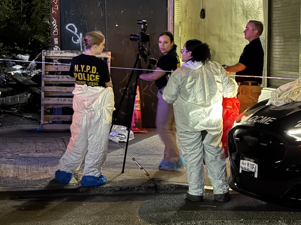 A burned body was found at Hillside Avenue and 139th Street in broad daylight Thursday, cops and sources said.