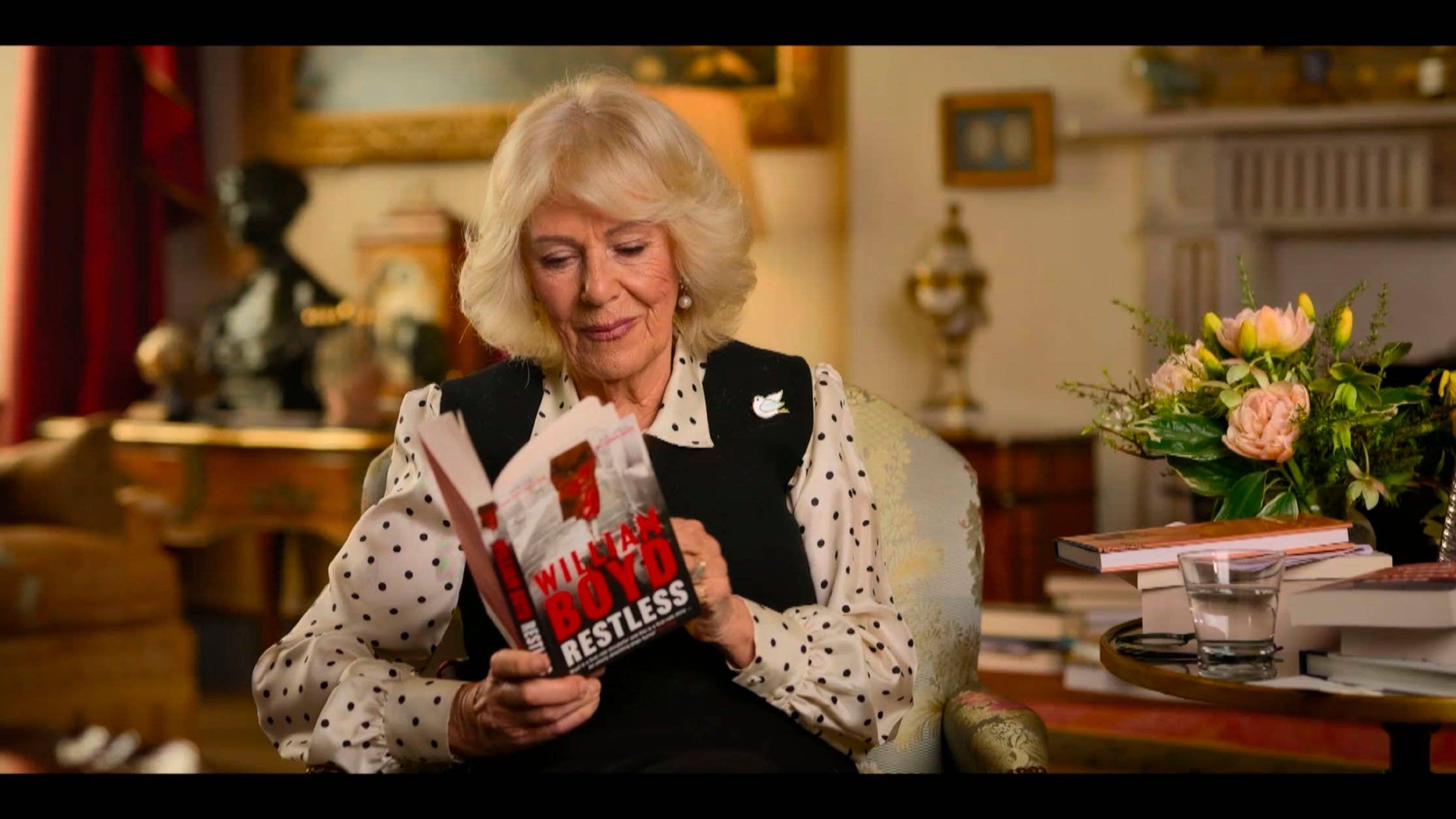 Queen Camilla enjoying a novel in a new BBC documentary