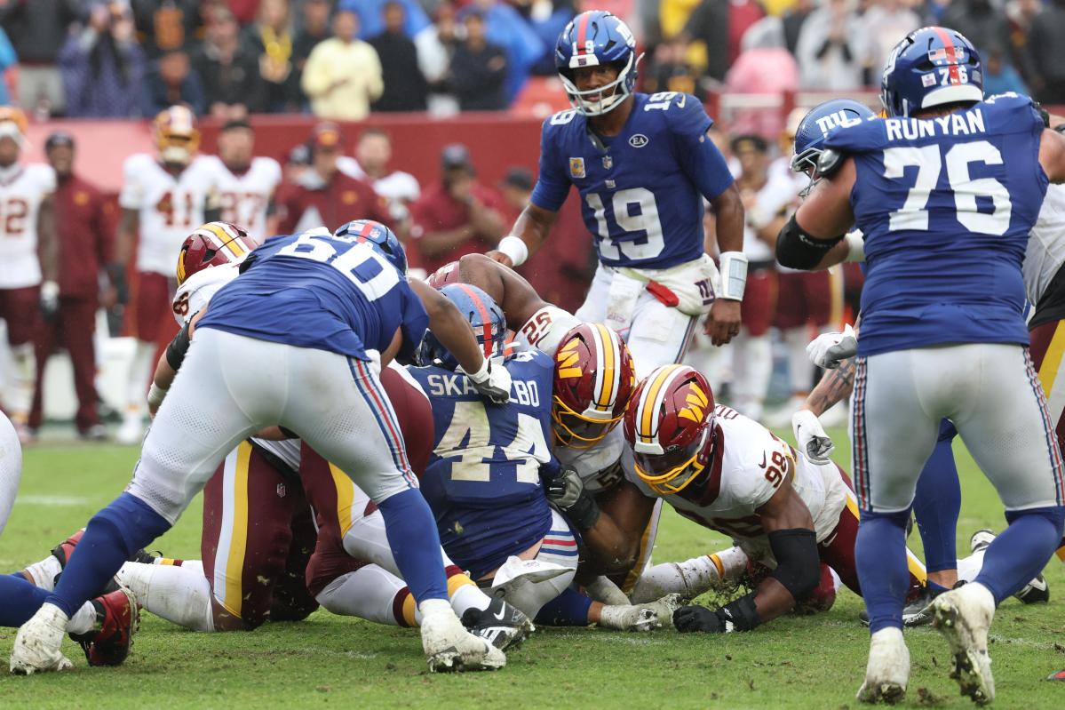 Cam Skattebo bailed out by Commanders gaffe — but he still cost Giants