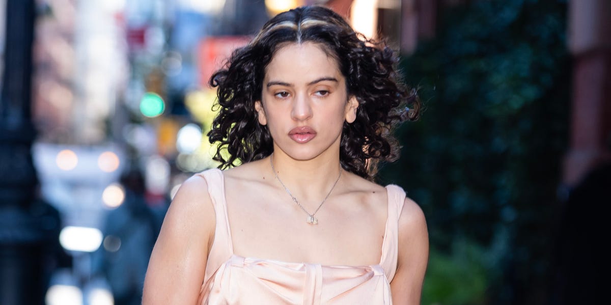 Rosalía Takes the Streets of New York City in a Feathery, Ballet-Pink Dress