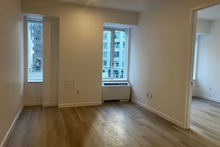 An affordable-housing unit at 25 Water Street, seen in this listing photo, looks out into a shared courtyard, which means privacy might be hard to come by if you keep your blinds open for natural light.