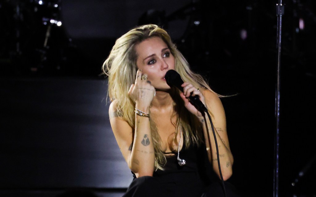 Miley Cyrus performs onstage at Bass Persuades Live at Hollywood Bowl in Los Angeles, California, Friday, October 16, 2026.