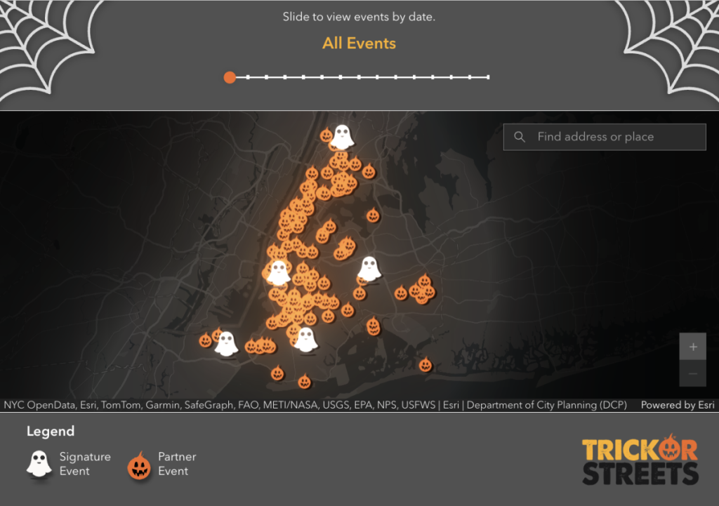full map of every Trick-or-Street location NYC 2026