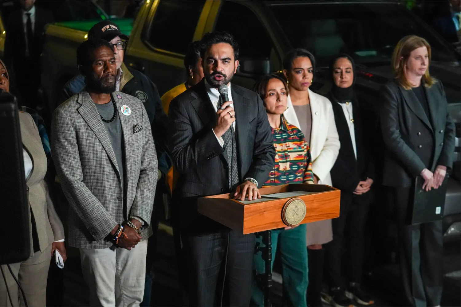 New York City Mayor Zohran Mamdani speaks during a news conference at the site where a man was shot by an Immigration and Customs Enforcement officer during an operation in the Bronx on October 8.