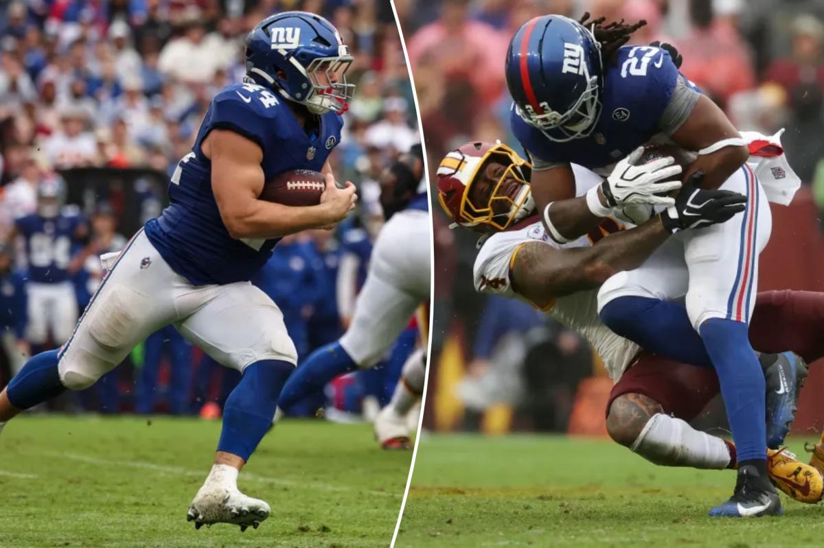 Cam Skattebo loses starting spot to Najee Harris in Giants shakeup