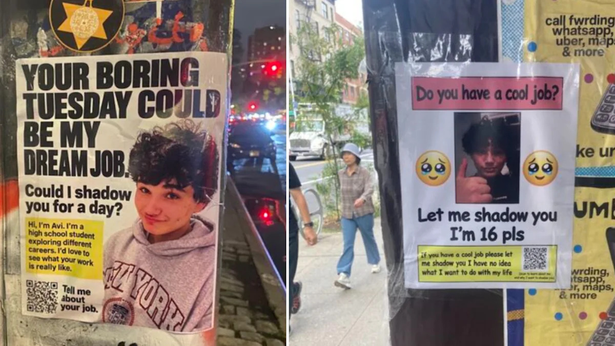 A 16-year-old spent $500 on flyers plastered across NYC asking strangers to let him shadow their jobs