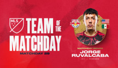 Red Bull New York Winger Jorge Ruvalcaba Named to MLS Team of the Matchday for Matchday 29