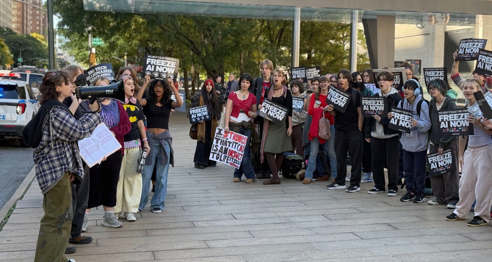 NYC high school students walk out of class to demand a freeze on AI