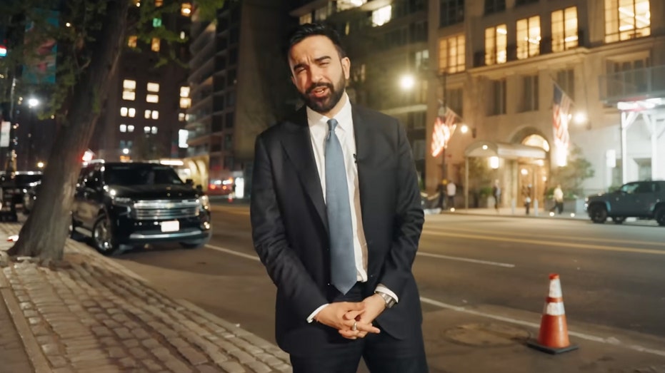New York City Mayor Zohran Mamdani stands outside of Citadel CEO Ken Griffin's Park Avenue penthouse in an April 15, 2026 video.