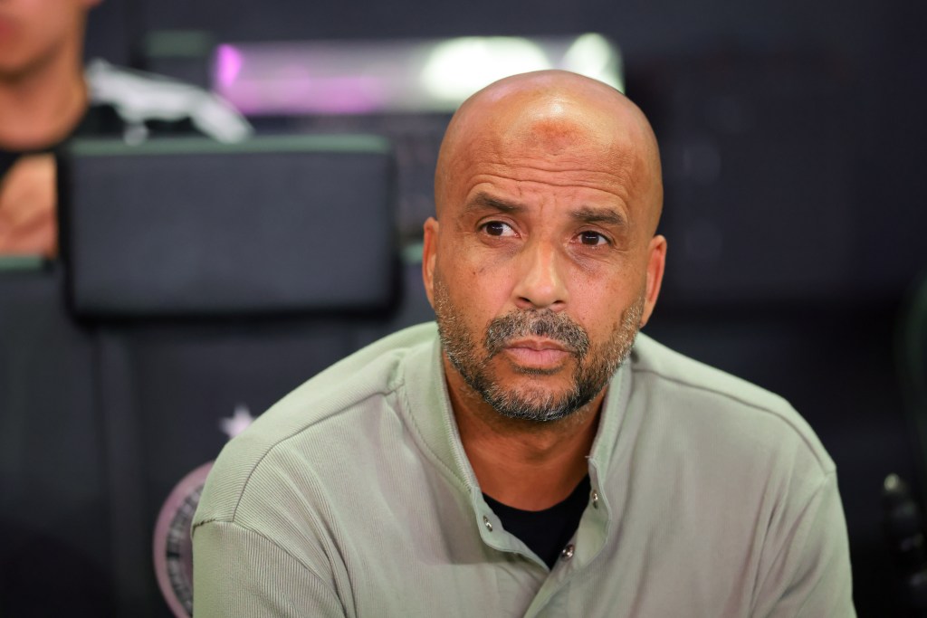 New York City head coach Pascal Jansen looks on from the bench.