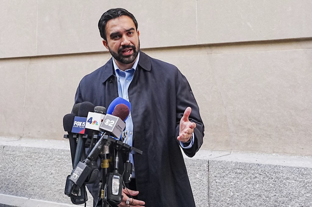New York City Mayor Zohran Mamdani speaks at a press briefing after casting his ballot at the Metropolitan Museum of Art in Manhattan.