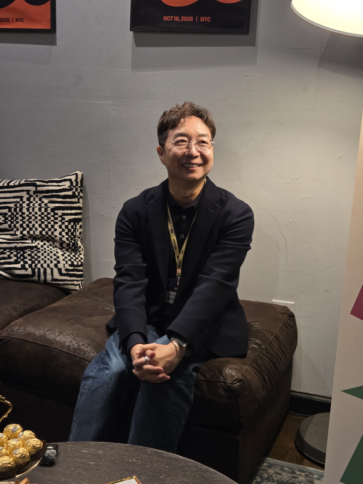 Yoo Hyun-joon, professor of architecture at Hongik University, speaks with reporters at the main event of "KOOM Week 2026" held at Terminal 5 in Manhattan, New York, on Jan. 16 local time. New York — Yoon Kyung-hwan, Correspondent - Seoul Economic Daily International News from South Korea