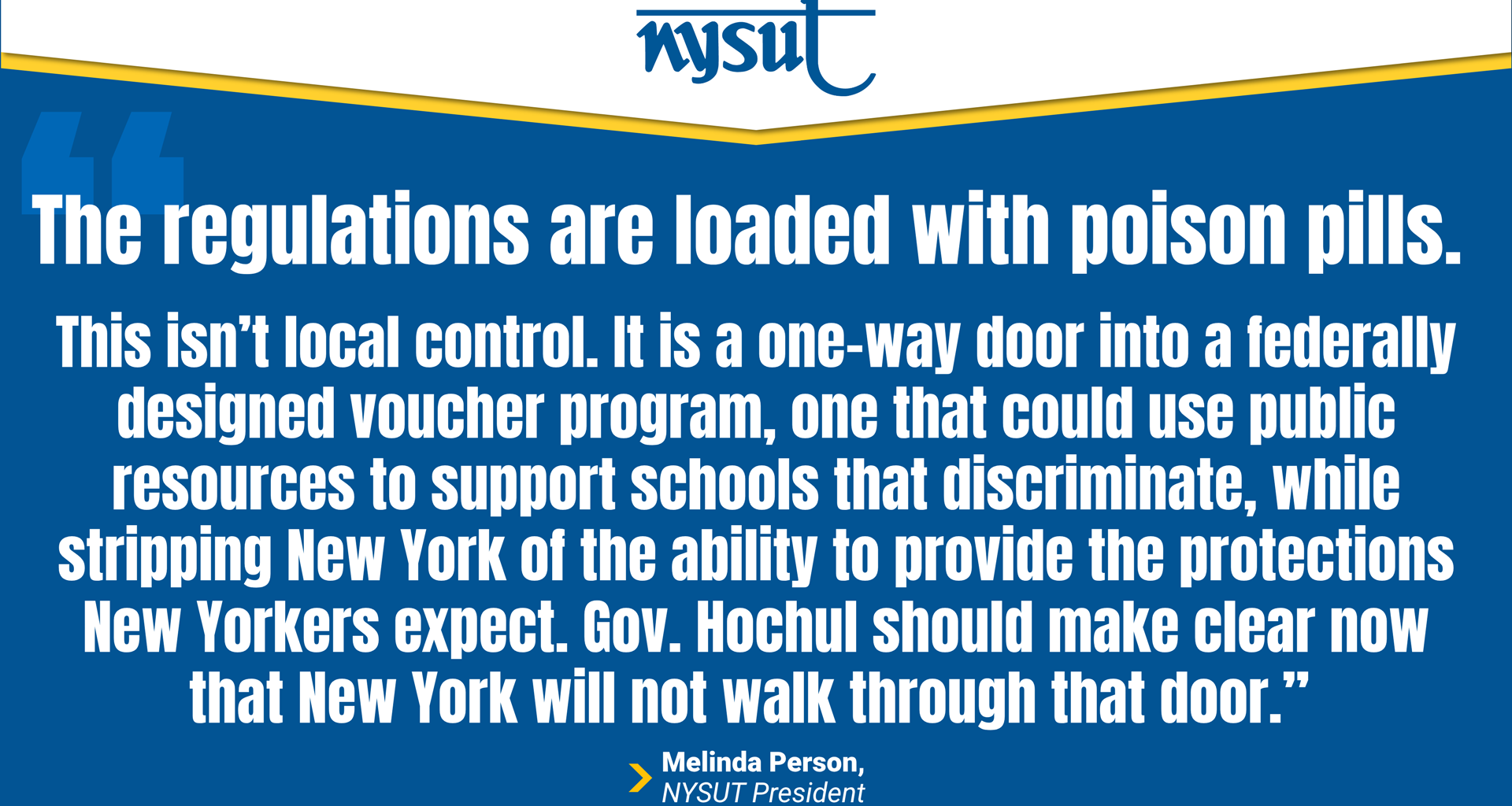 NYSUT's statement on voucher program