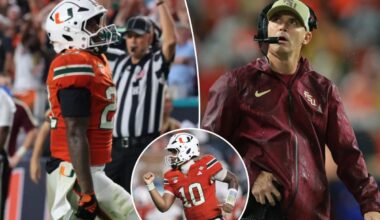 No. 3 Miami avoids upset with thrilling 2OT win over rival Florida State