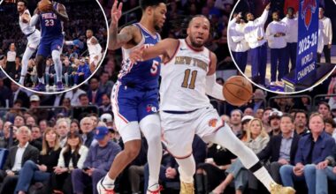 Knicks' banner-raising effort comes up short in opening loss to 76ers