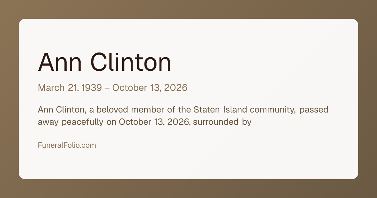 Ann Clinton - Obituary | FuneralFolio
