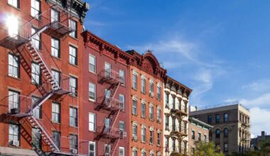 Historic Apartment Buildings along Bleecker Street in the Greenwich Village neighborhood of Manhattan, New York City