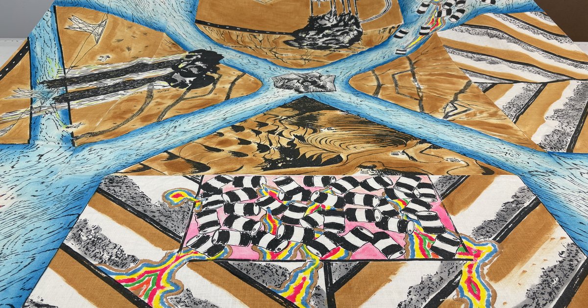 Rebecca Howland's textile art depicts pollution and ecological disasters like the Centralia mine fire