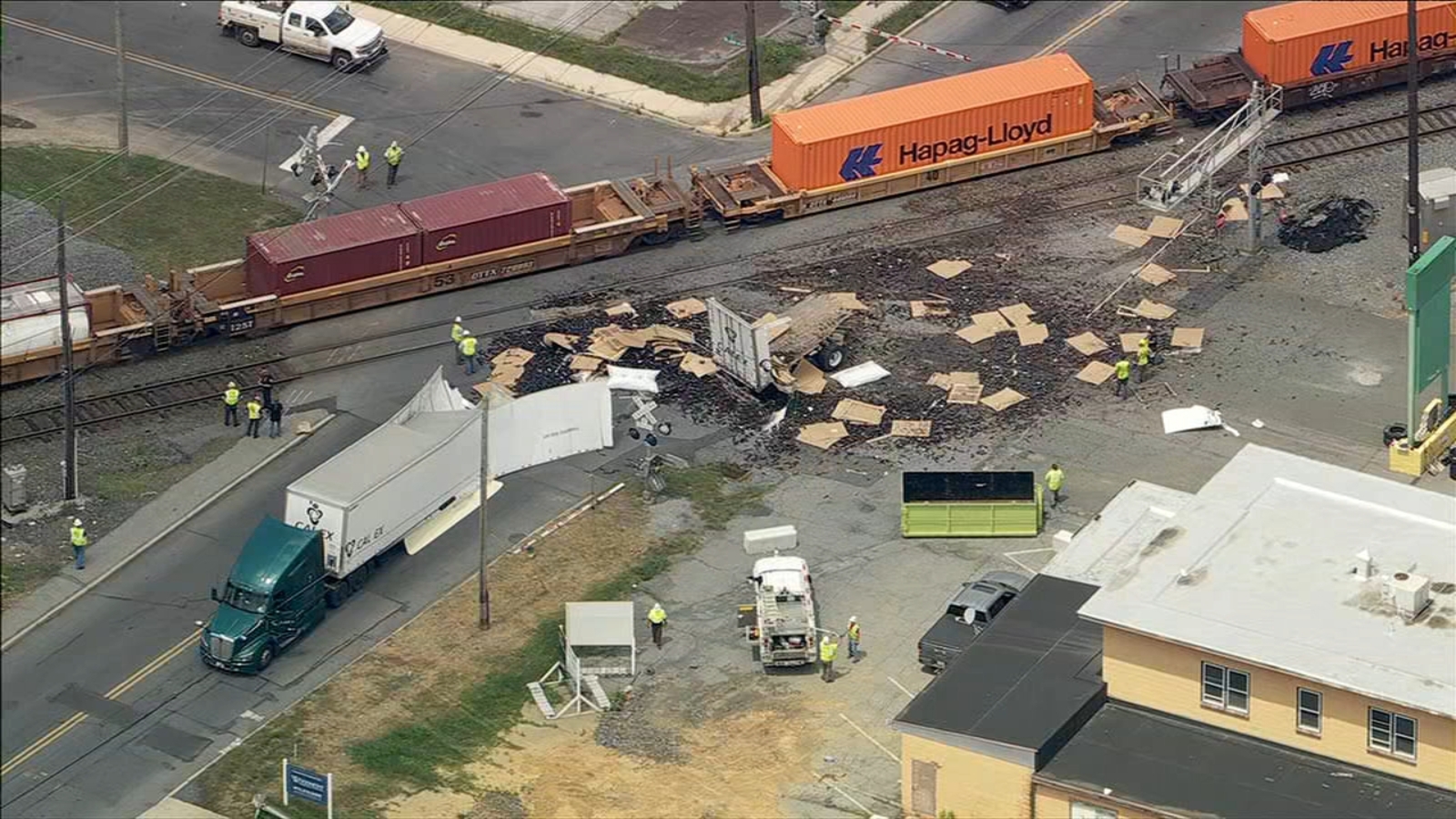 Cleanup underway following crash involving train, tractor trailer in Allentown