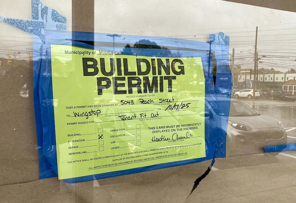 A Millcreek Township building permit sign indicates that the former Coney Island of Erie, 5043 Peach St., will soon become a Wingstop chicken wing restaurant.