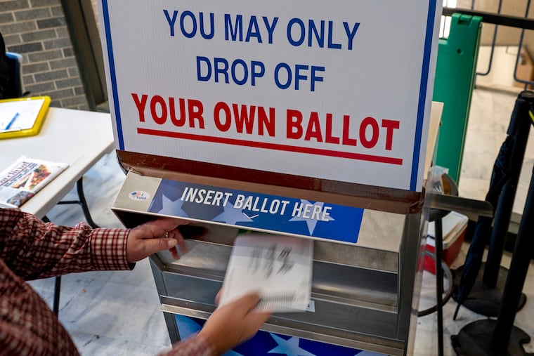 A 2023 file photo of a ballot drop-off location in Pennsylvania. The Nov. 4, 2025, election will ask voters to choose candidates for the state Supreme Court, the Lower Merion school board, and other local offices.