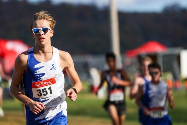 Susquehanna’s Jeffrey Benson runs during the PIAA D2 cross county...
