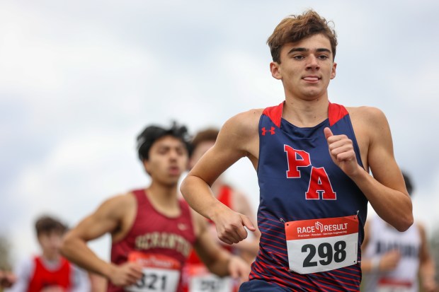 Pittston Area’s Jameson Radle runs during the PIAA D2 cross...